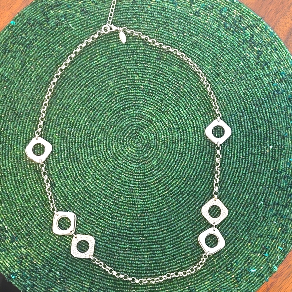 EUC Ann Taylor designer silver and gold tone with faux diamonds 13" neck